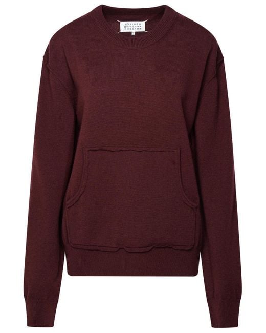 Maison Margiela Red Burgundy Cashmere Blend Sweater
