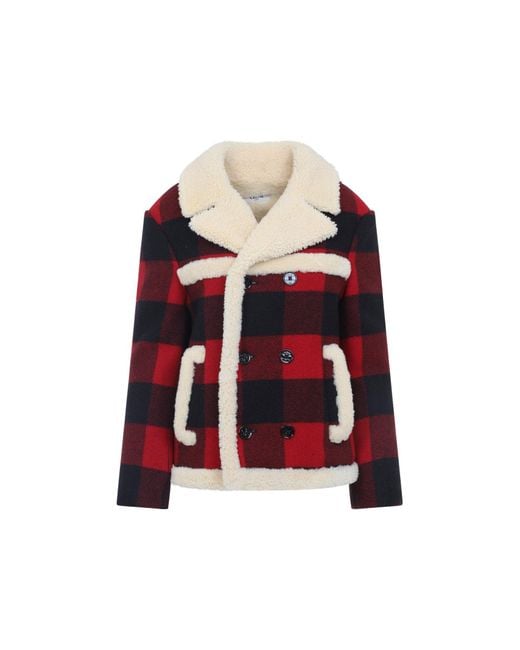 Céline Red Caban Shearling Jacket