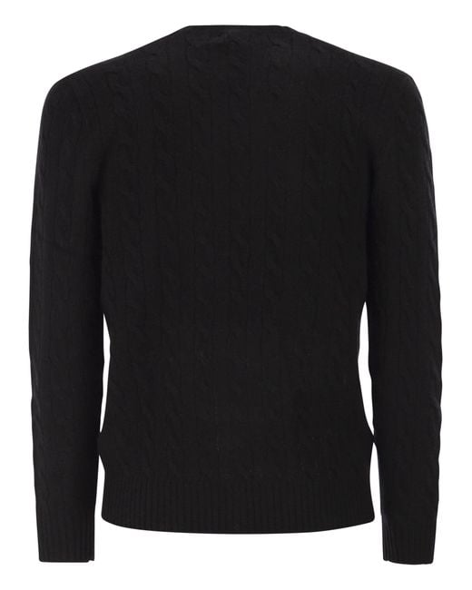 Polo Ralph Lauren Black Wool And Cashmere Cable-Knit Sweater for men