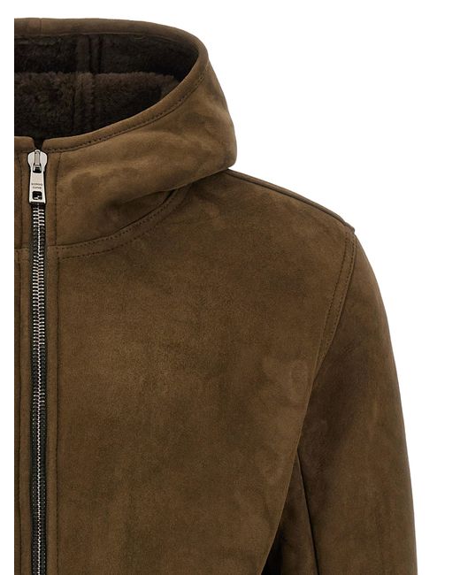 Giorgio Brato Green Shearling Hooded Jacket for men