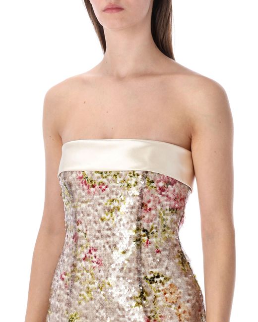 Alberta Ferretti Natural Alberta Ferretti Floral Sequin Mini Dress