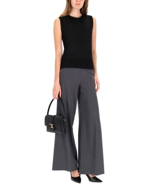 Herno Black Ribbed Knit Vest With Round Neckline