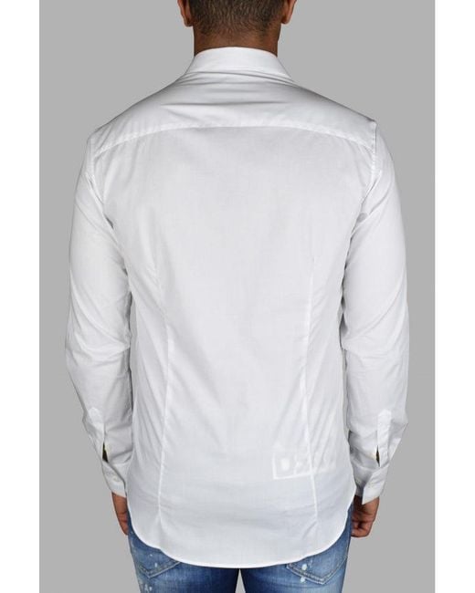 Philipp Plein White Diamond Cut Ls Iconic Shirt for men