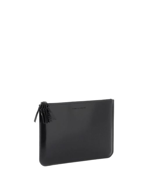 Comme des Garçons Comme des Garcons Brieftasche gebürstete Leder -Multi -Zip -Beutel mit in Black für Herren