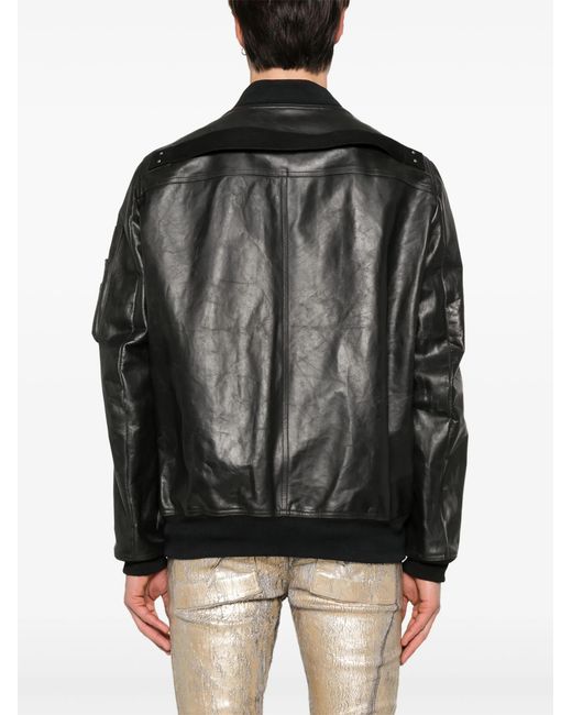 Rick Owens Black Classic Flight Leather Jacket