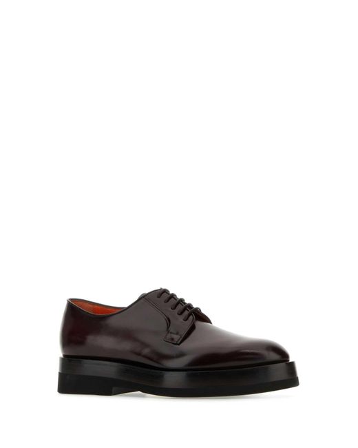 Santoni Black Grape Leather Lace-Up Shoes for men