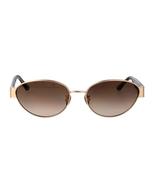 Linda Farrow Brown Matt Champagne/ Mocha Grad Titanium Sunglasses
