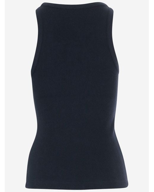 Vince Blue Stretch Cotton Blend Tank Top