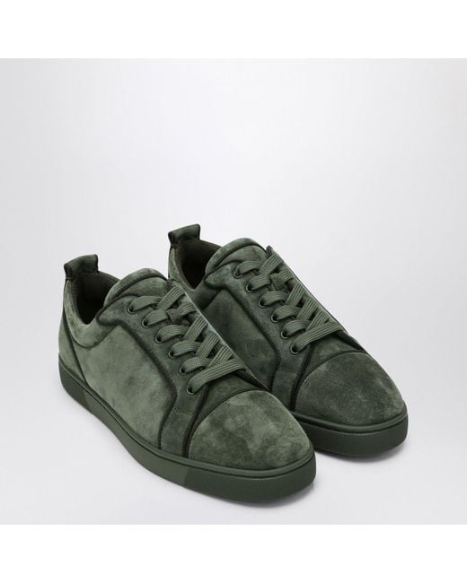 Christian Louboutin Green Low Top Suede Sneakers For for men