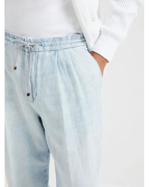 Brunello Cucinelli Blue Drawstring Track Pants for men