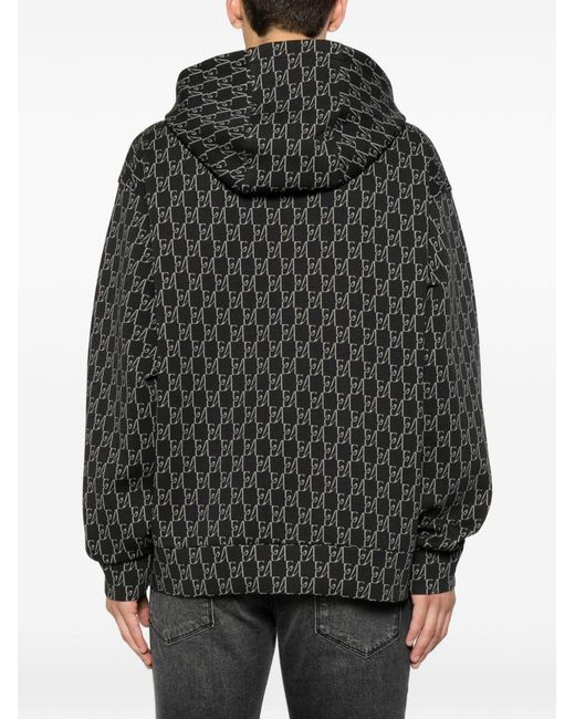 Emporio Armani Black Printed Cotton Hoodie for men