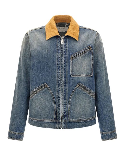 McQueen Denim Jack in het Blue voor heren