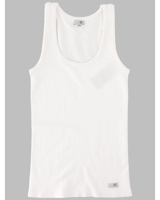 MM6 by Maison Margiela White Tank Top Elasticizzato