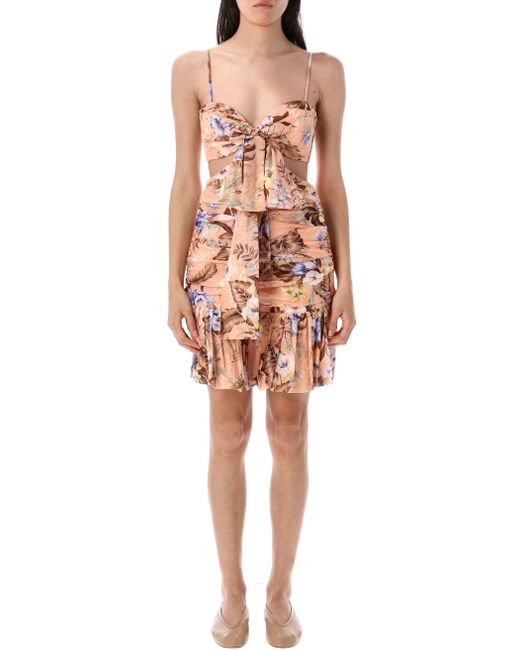 Zimmermann Pink Minikleid Coco Aus Baumwolle