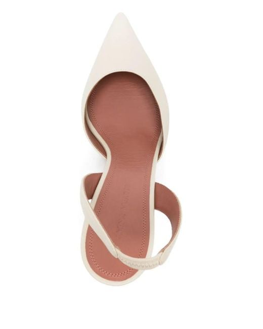 AMINA MUADDI White Leather Slingback Pumps