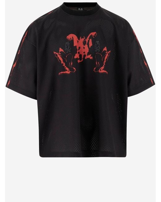 44 Label Group Black Nylon Soccer T Shirt With Print for men