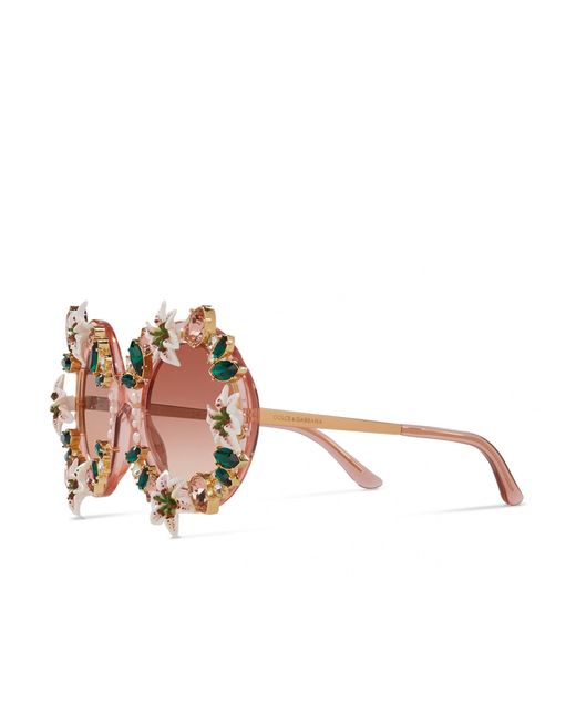 Dolce & Gabbana Crystal Zonnebril in het Pink