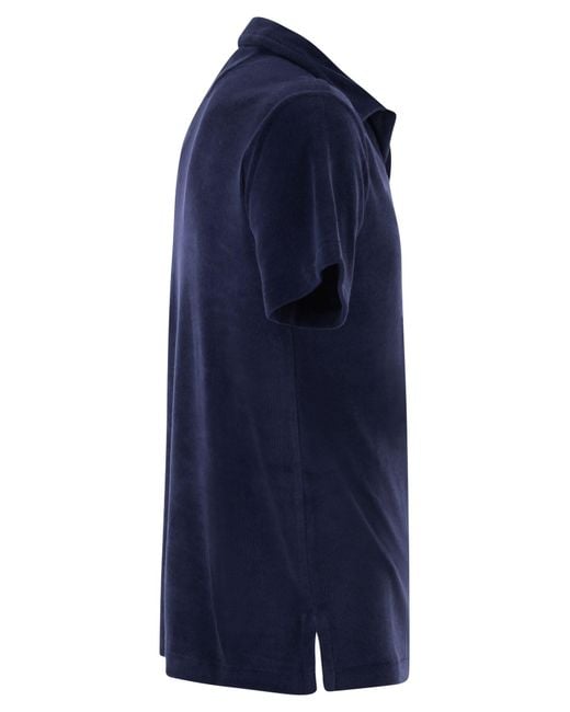 Polo Ralph Lauren Blue Cotton Terry Polo Shirt With Embroidered Logo