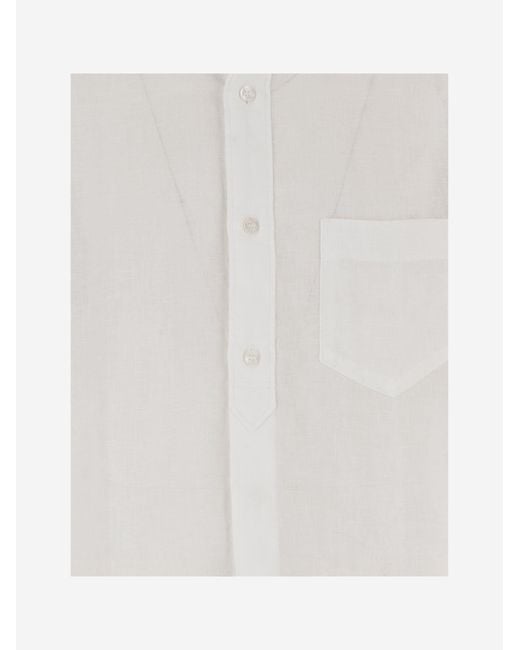 Jacob Cohen White Long-Sleeve Linen Shirt With Classic Collar for men