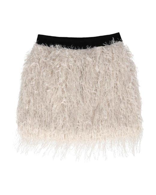 MSGM Natural Peluche Mini Skirt Girl Crema/Cream
