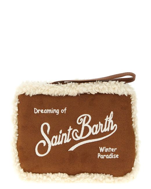 Mc2 Saint Barth Brown Aline Shearling Clutch