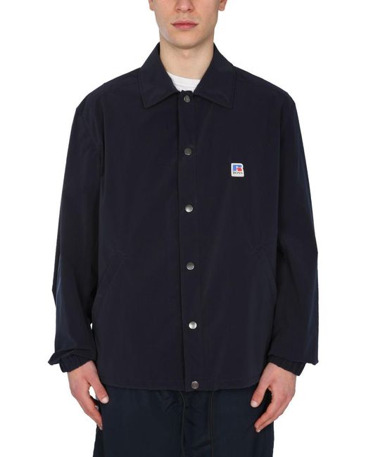 Boss Blue Relaxed Fit Jacket With X Russell Athletic Logo for men