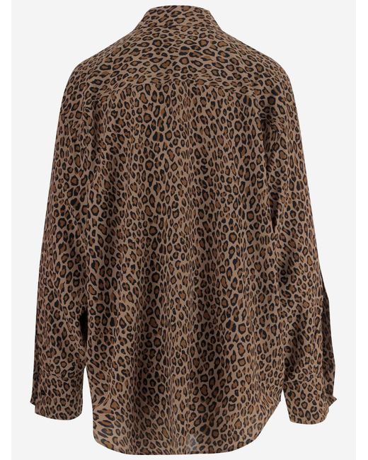 Sa Su Phi Brown Silk Shirt With Animal Print