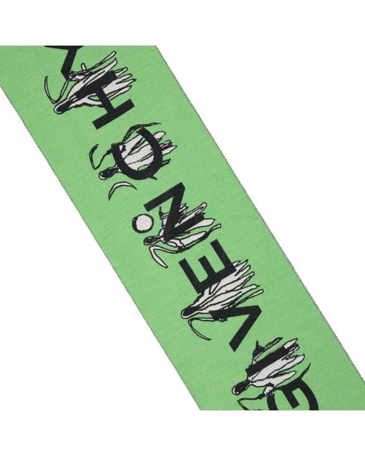 Givenchy Green Logo Wool Scarf for men