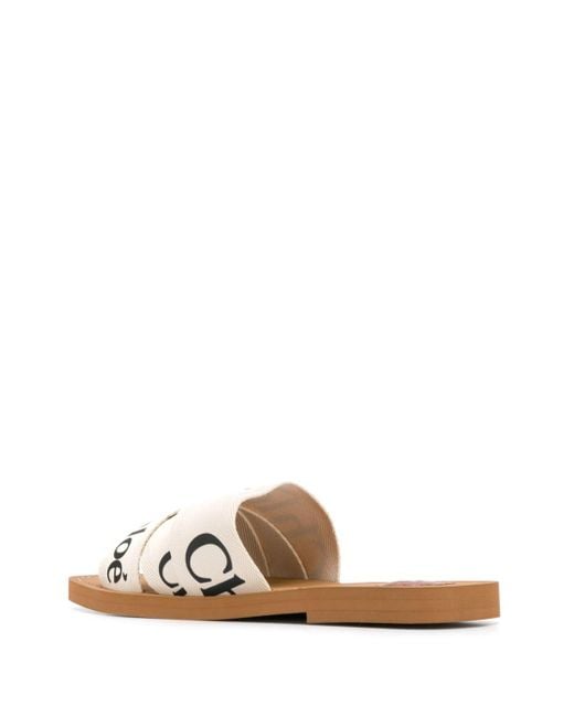 Chloé White Woody Flat Mule