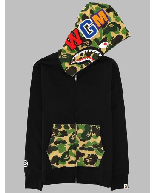A Bathing Ape Black Hooded Sweatshirt Shark