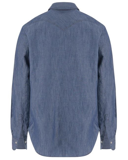 Finamore 1925 Blue Cotton And Linen Shirt