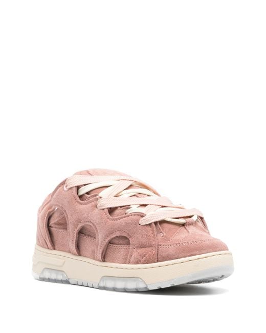 Santha Pink Panelled Padded Leather Sneakers for men