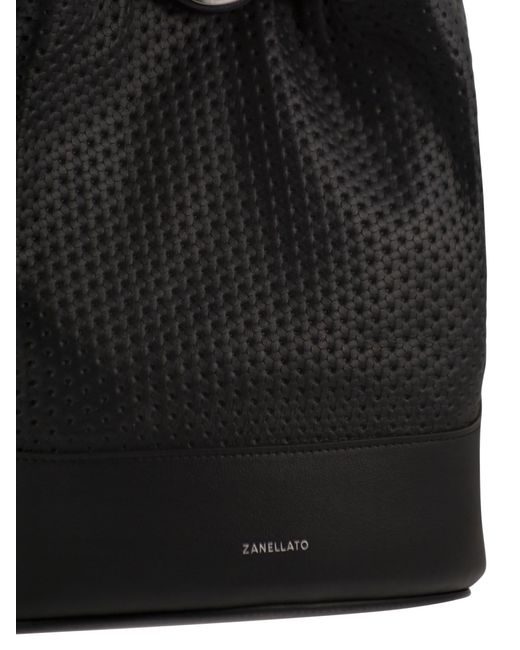 Zanellato Black Monda' Leather Bucket Bag S