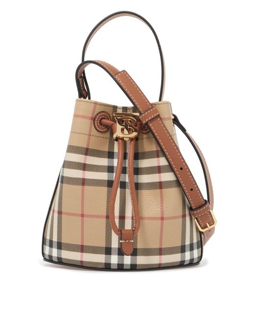 Burberry Natural Mini Eimerbeutel mit TB -Logo