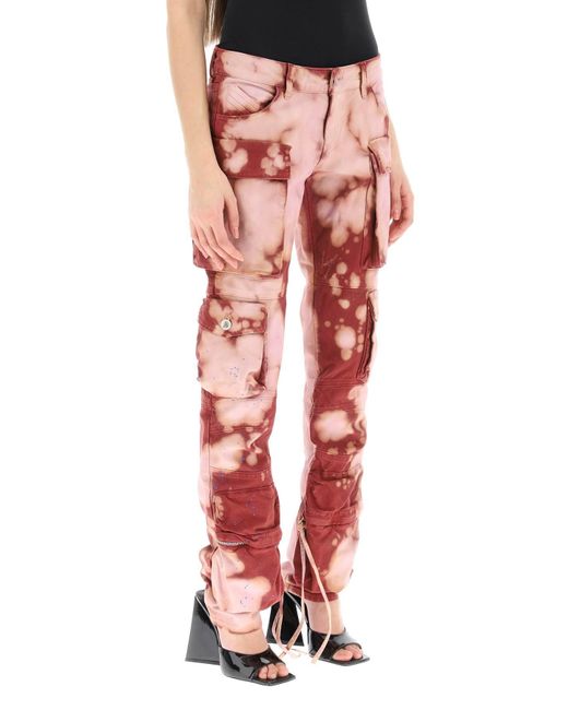 The Attico De Attico 'essie' Slim Fit Tie Dye Cargo Pants in het Red