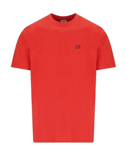 C P Company Red Jersey 30/1 Poinciana T-Shirt for men