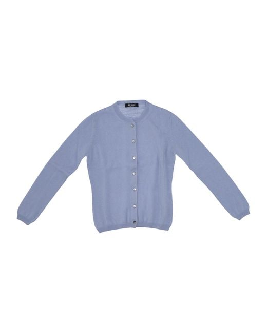 LA ROSE Blue Cashmere Cardigan