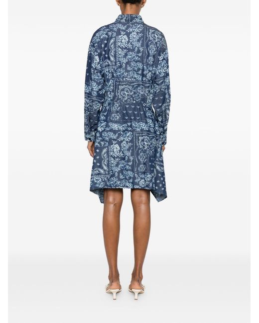 Emporio Armani Blue Cotton Chemisier Dress