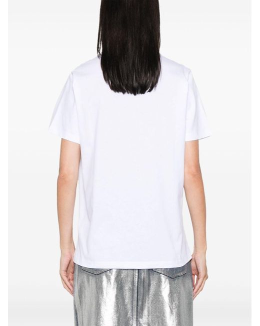 Ganni Jersey T-Shirt Met Luipaardprint in het White