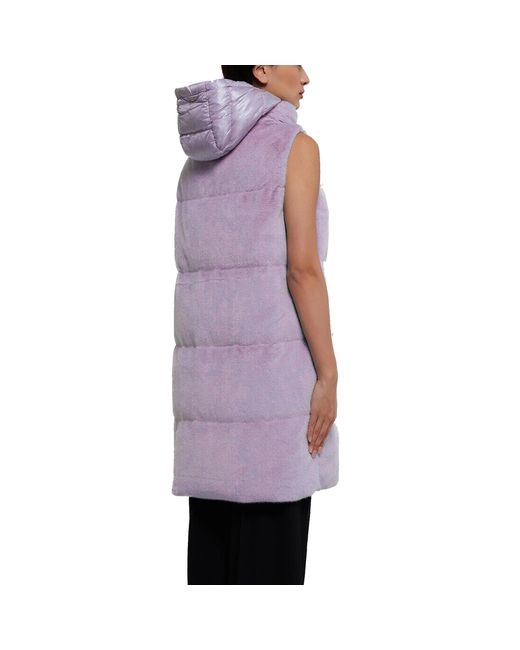Herno Purple Faux Fur Sleeveles Coat