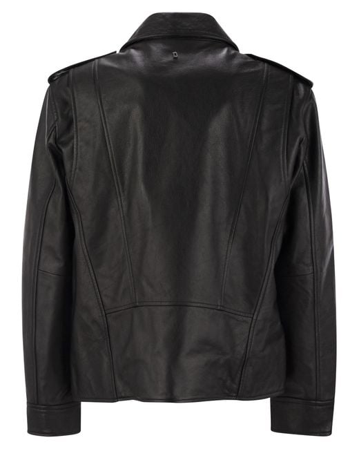 Dondup Black Leather Jacket for men
