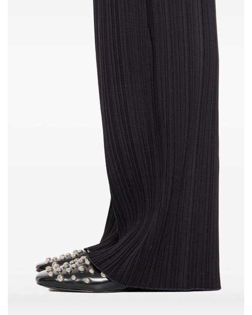 Forte Forte Black Poly Crepe Plisse' Regular Waist Pants