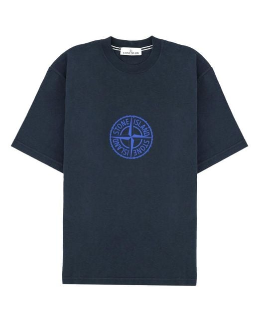 Stone Island Blue T Shirt Con Logo