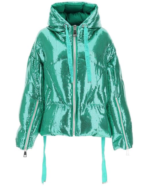 Khrisjoy Khris Iconic Paillettes Padded Jacket in Green | Lyst