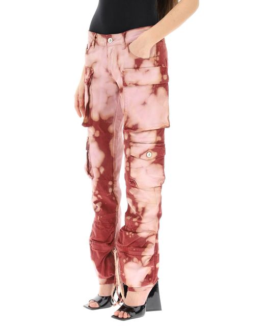 Le pantalon de cargaison de dye à cravate Slim Fit ATTICO 'Essie' The Attico en coloris Red