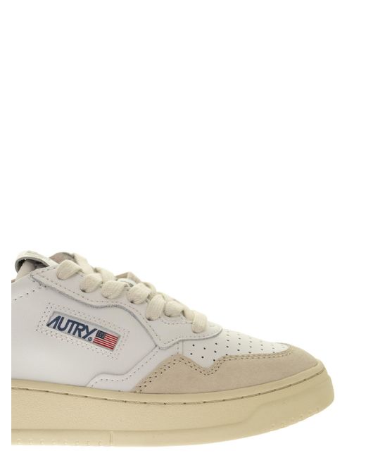 Autry White Medalist Low Leather And Suede Sneakers