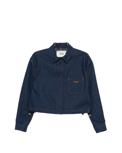 Fendi Blue Ff Reverse Denim Jacket