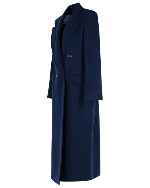 Max Mara Blue Albania' Virgin Wool Blend Coat