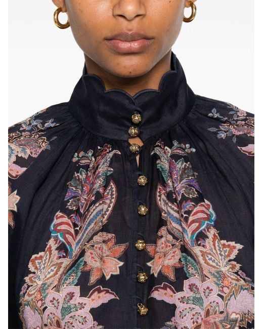 Zimmermann Rhiannon Billow Blouse in het Multicolor