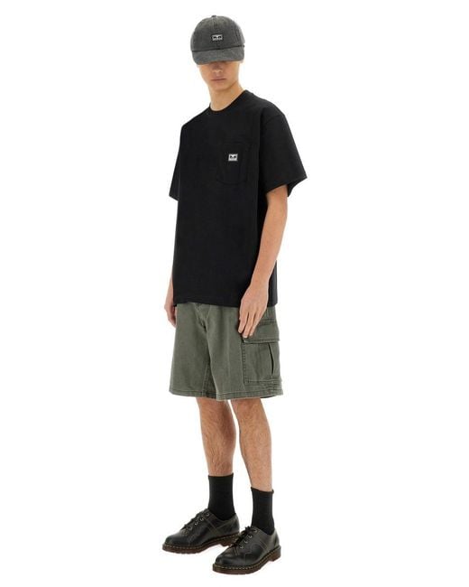 Obey Black Eyes Tshirt With Pocket for men